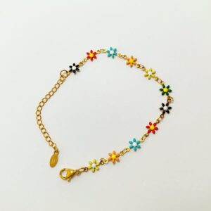 Elegant Multicolor Flower Stainless Steel Plating Bracelets